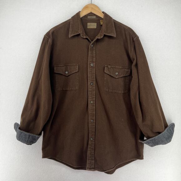 St. John's Bay Other - ST JOHNS BAY Shirt Mens LT Tall Chamois Flannel Button Up Cotton Brown VTG